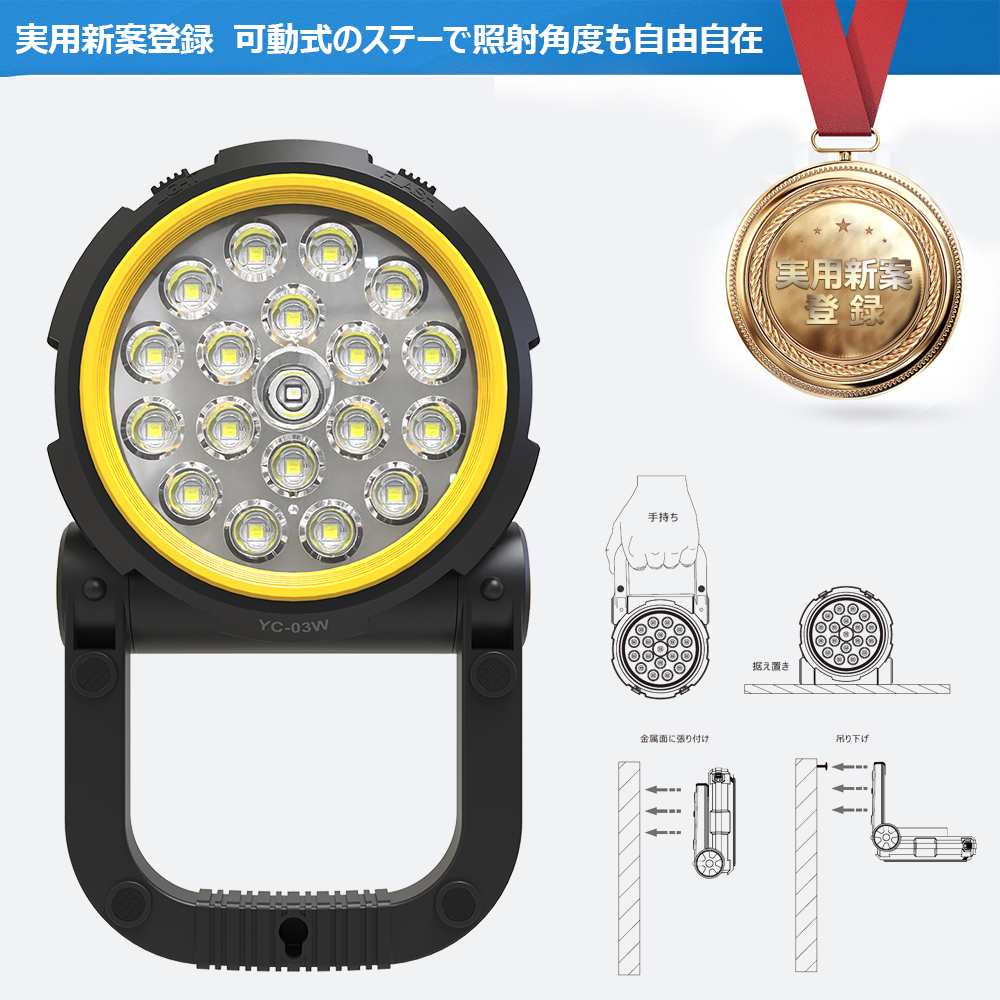 最新設計！コンパクト・折り畳み式・極薄型・LED投光器　 