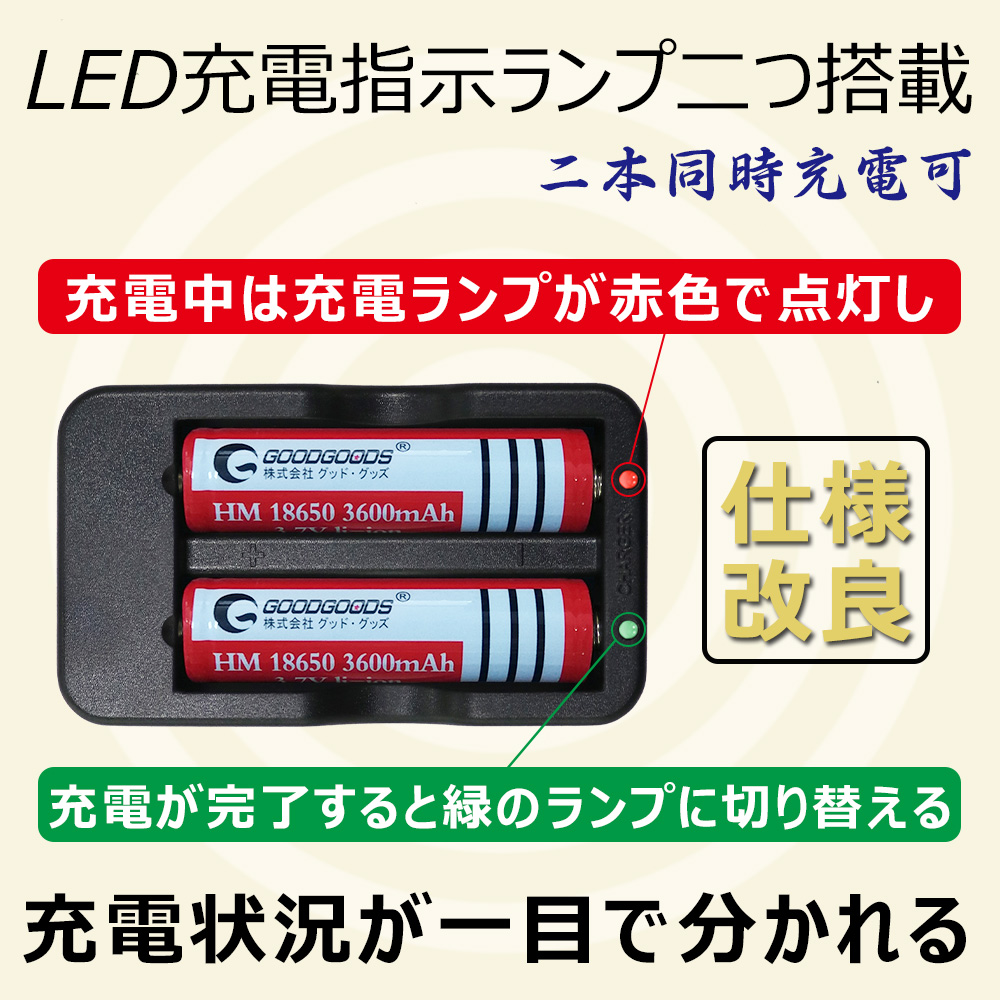 充電池専用充電器 18650 リチウムイオン充電器 18650 2本独立充電可  過充電保護機能付き PSE認証済み